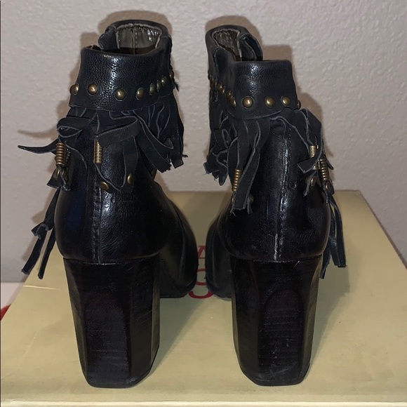 A.S. 98 Black Soho Fringe Booties Boots 38 - Picture 4 of 13